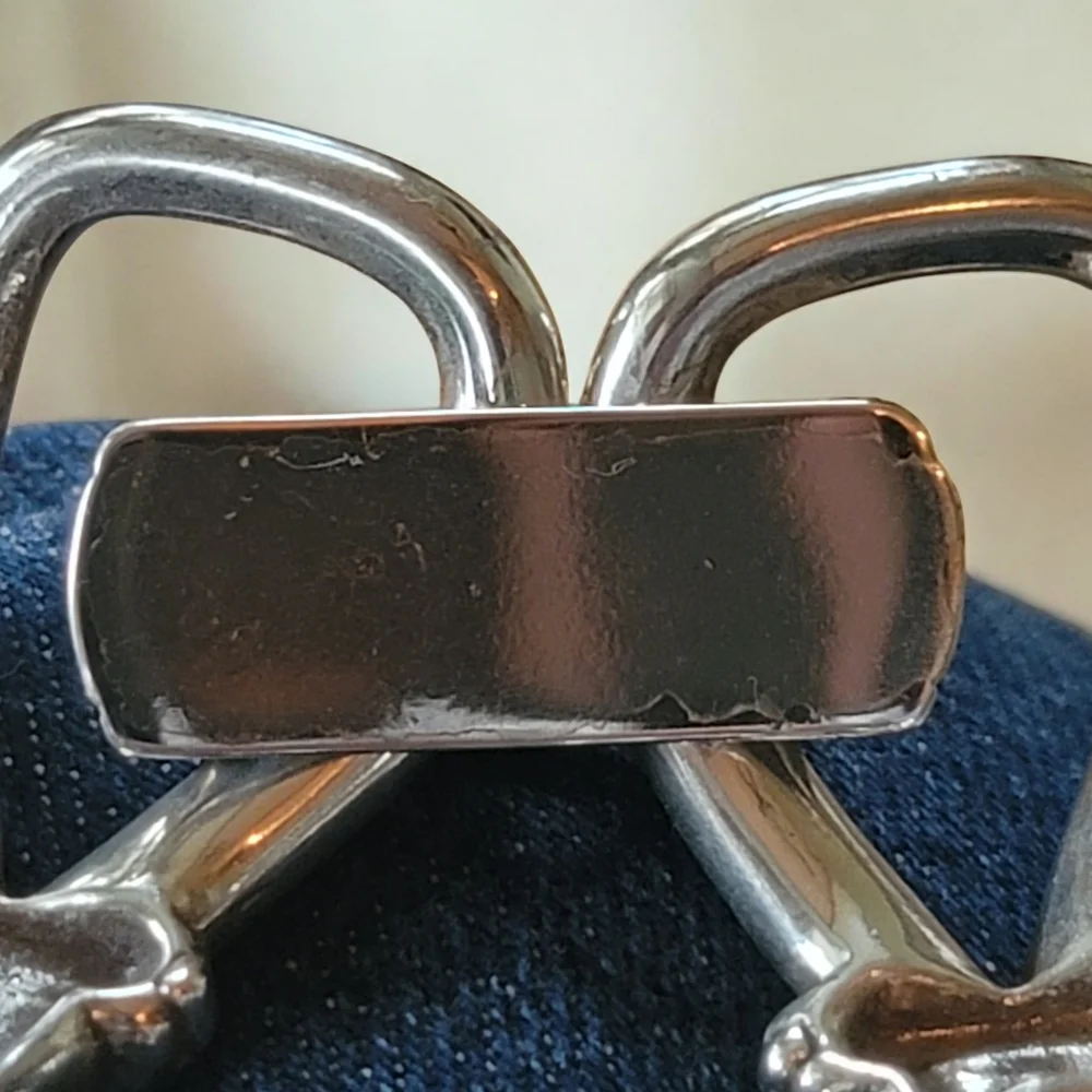 BRIGHTON Silver Tone Double Link with Knott Bracelet Cable Chunky